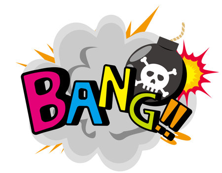 Bomb explodes. Skull mark.  BANG. Vector illustration.のイラスト素材