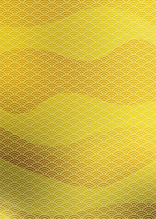 Blue Sea Wave Pattern.ãGold and Blue Gradient Background Illustration.ãJapanese Pattern.の写真素材
