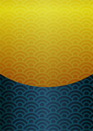 Blue sea wave pattern.ãGold Japanese Pattern Background Illustrationの写真素材