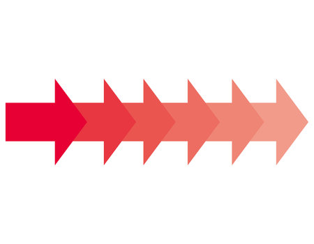 A red right-pointing pointer with a triangular arrow.のイラスト素材