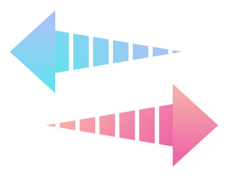 Arrow icon pointing to the right and left. An arrow with a triangular pointer.のイラスト素材