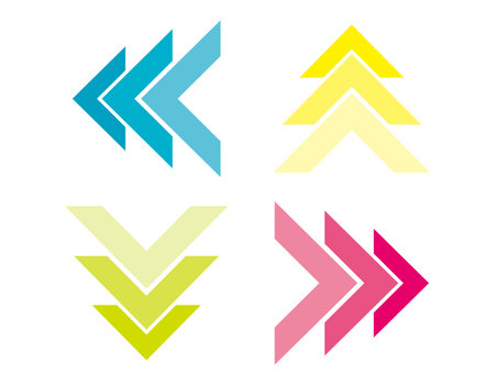 Arrow icon pointing up, down, right, left. An arrow with a triangular pointer.のイラスト素材