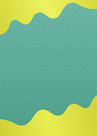 Blue sea wave pattern.ãIllustration of light green and gold background.の写真素材