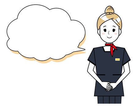 Illustration of a woman serving a customer.Beauty advice staff.のイラスト素材