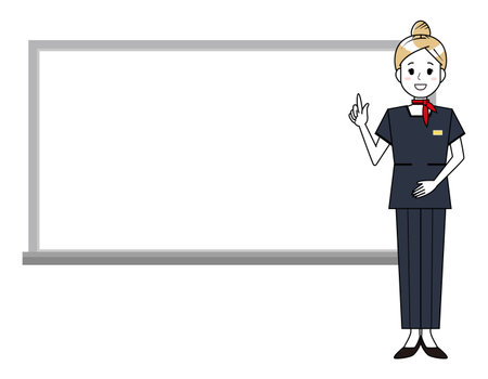 Illustration of a woman serving a customer. Beauty advice staff.のイラスト素材