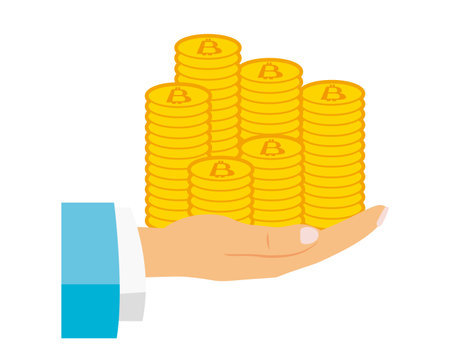 Simple Bitcoin icon. Cryptocurrency illustration.のイラスト素材