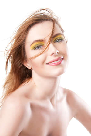 Young attractive female is  looking at the cameraの写真素材