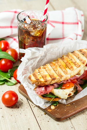 Hot panini with colaの写真素材