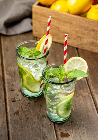 Fresh homemade lemonade with mintの写真素材