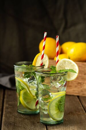 Fresh homemade lemonade with mintの写真素材