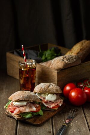 Hot panini with colaの写真素材