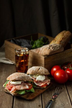 Hot panini with colaの写真素材