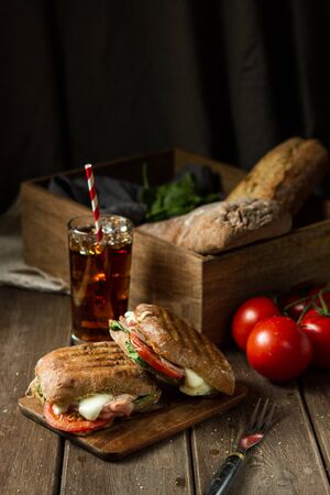 Hot panini with colaの写真素材