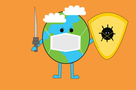 illustration of the earth against the coronavirusのイラスト素材