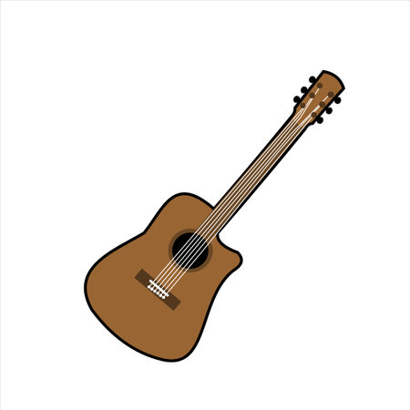 Cartoon illustration of an acoustic guitar musical instrumentのイラスト素材
