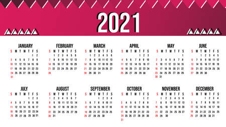 Calendar for the year 2021. Abstract design.new year backgroundのイラスト素材