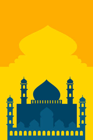 Mosque silhouette background or wallpaper, mosque illustrationのイラスト素材