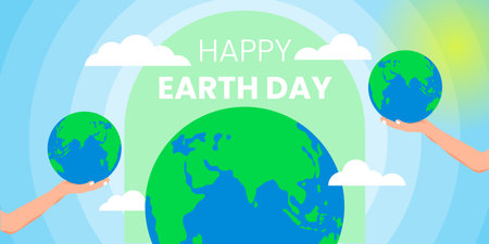 earth day illustration poster, take care and protect the earth.のイラスト素材