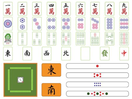 Mahjong Mahjong Tiles Point Bar Sparrow Table Illustration Iconのイラスト素材