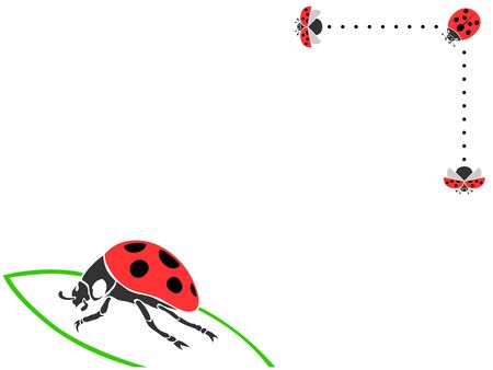 Ladybug Leaf Insect Insect Business Card Style Illustration Colorのイラスト素材