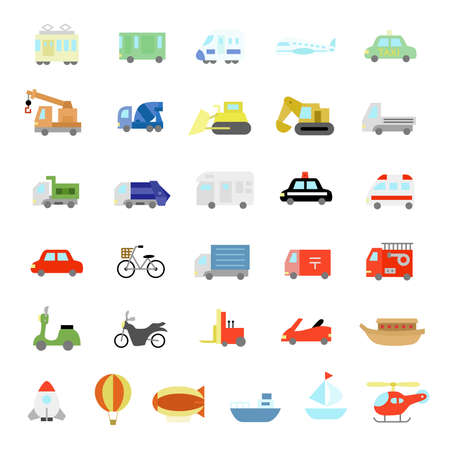 Vehicle Color Icon Heavy Machinery Automobile etc.のイラスト素材