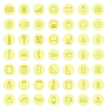 Color icon set (yellow) for business and office useのイラスト素材