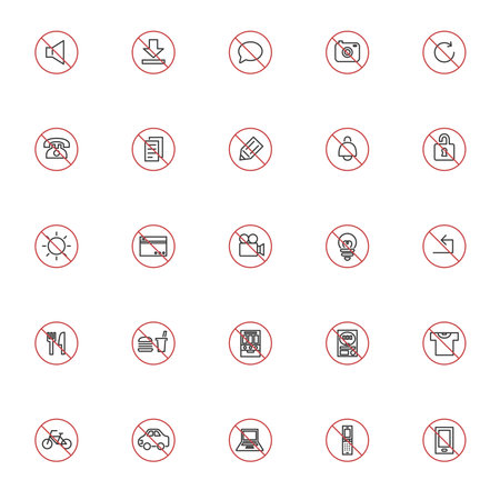 Business Illustration Icon Set with Prohibition Marksのイラスト素材