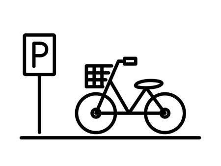 Parking, Bicycle, Illustration, Icons, Line Drawingのイラスト素材