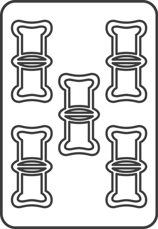 Line Drawing Mahjong Tiles of the Five Cables