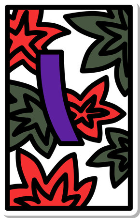 Sticker-style mini Hanafuda Kannazuki autumn leaves short blue October autumn leaves and short blueのイラスト素材