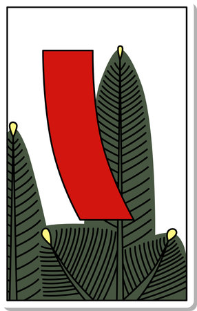 Sticker Kazahanafuda Mutsuki Pine red short January Pine and red shortのイラスト素材