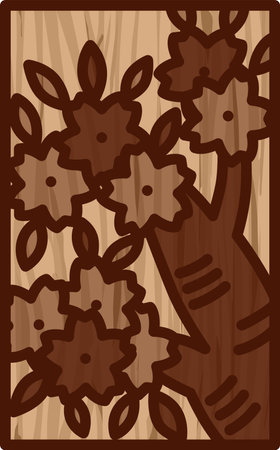 Wood carving-style mini-hanafuda Yayoi cherry blossom March cherry blossom scumのイラスト素材