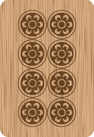 Wood carving style mahjong tile illustration eight cylindersのイラスト素材