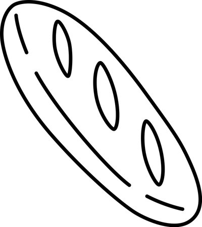 Line drawing food icon French breadのイラスト素材