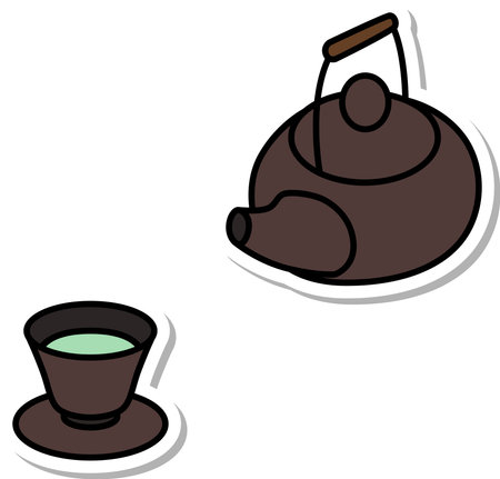 Sticker style food icon teaのイラスト素材