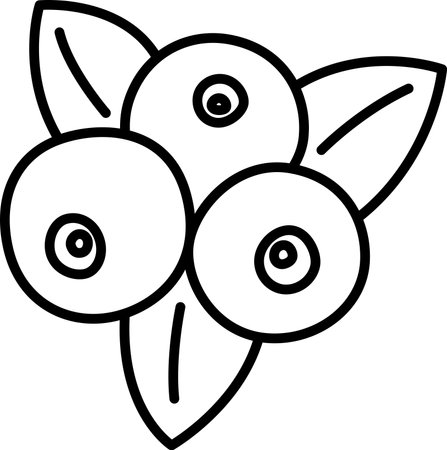 Fruit line drawing single item icon blueberryのイラスト素材