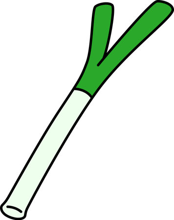 Vegetable color single item icon green onionのイラスト素材
