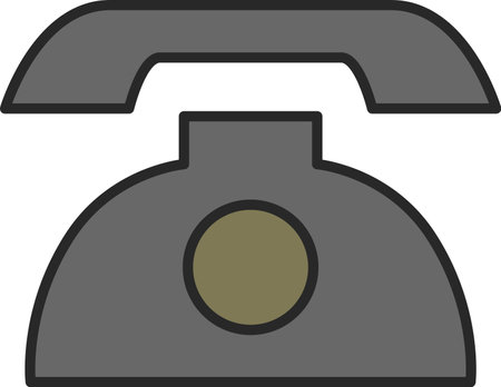 Color daily necessities illustration Black telephoneのイラスト素材