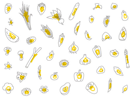 Vegetable wallpaper color illustration outlineのイラスト素材