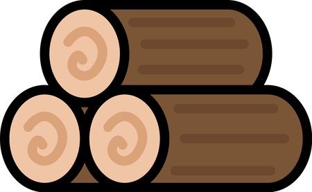 Mini color camping icon log firewoodのイラスト素材