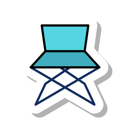 mini sticker camping icon camping chairのイラスト素材