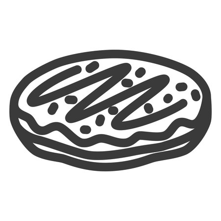 mini line drawing food illustration Okonomiyakiのイラスト素材