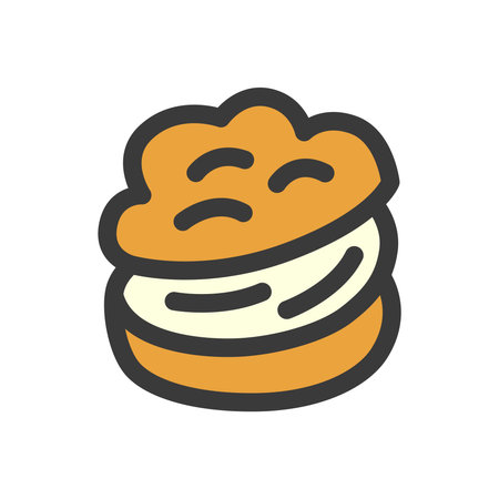 mini color food and drink illustration Cream Puffのイラスト素材