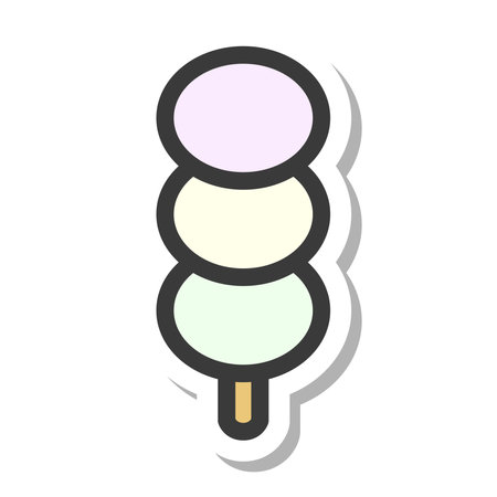 Mini mini sticker style food illustration dumplingのイラスト素材