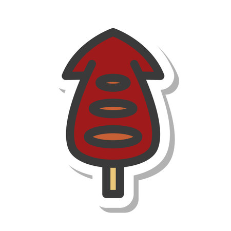 Mini mini sticker style food illustration grilled squidのイラスト素材