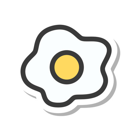 Mini mini sticker style food illustration fried eggのイラスト素材