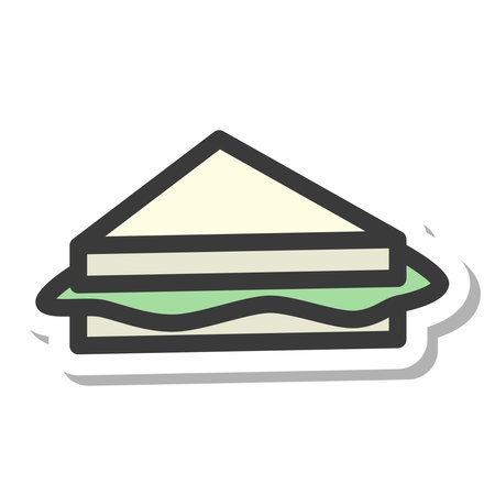 Mini mini sticker style food illustration sandwichのイラスト素材