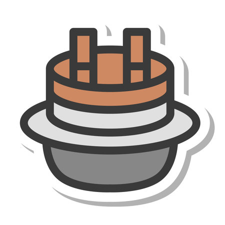 Mini mini sticker style food illustration iron potのイラスト素材