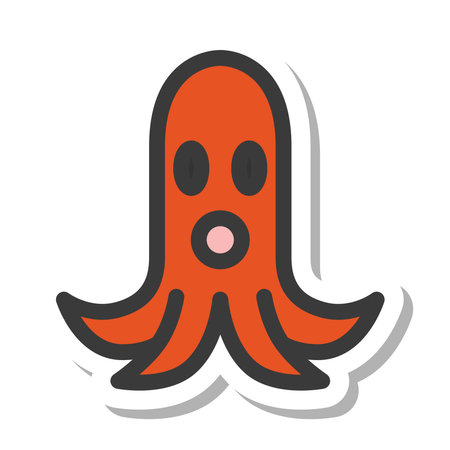 Mini mini sticker style food illustration wiener octopusのイラスト素材