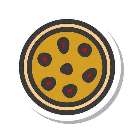 Mini mini sticker style food illustration pizzaのイラスト素材
